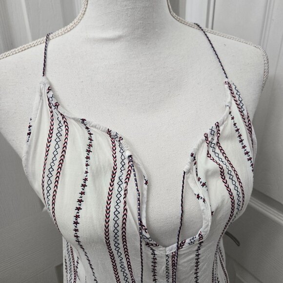 Rails Liv Braided Stripe Cami Tank Top Small White Stripe Keyhole Racerback Boho - Picture 7 of 13